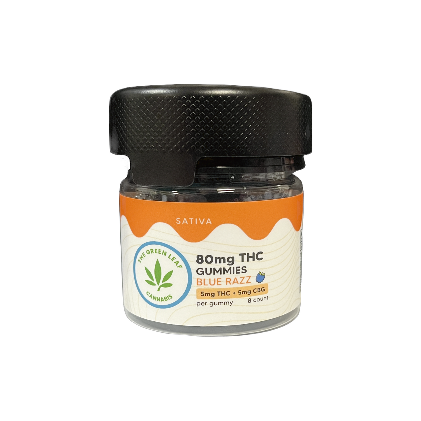 Sativa-THC-gummies-THC edibles-Blue razz-8ct-THC-CBG