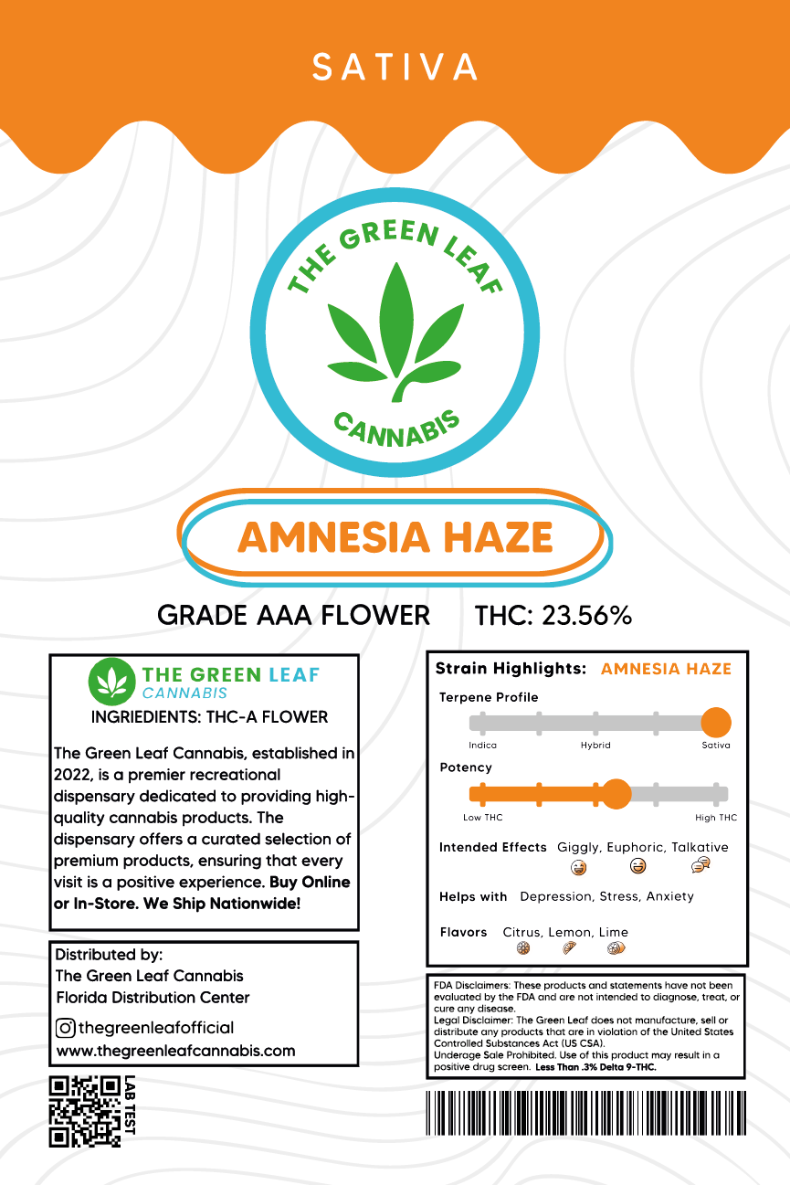 Amnesia haze-sativa-strain-cannabis-flower-thca flower-thc