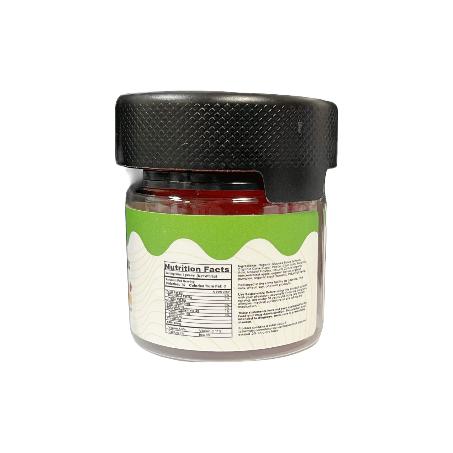 Hybrid-CBD-gummies-strawberry-10 count-CBD Gummies-back side-nutrition facts
