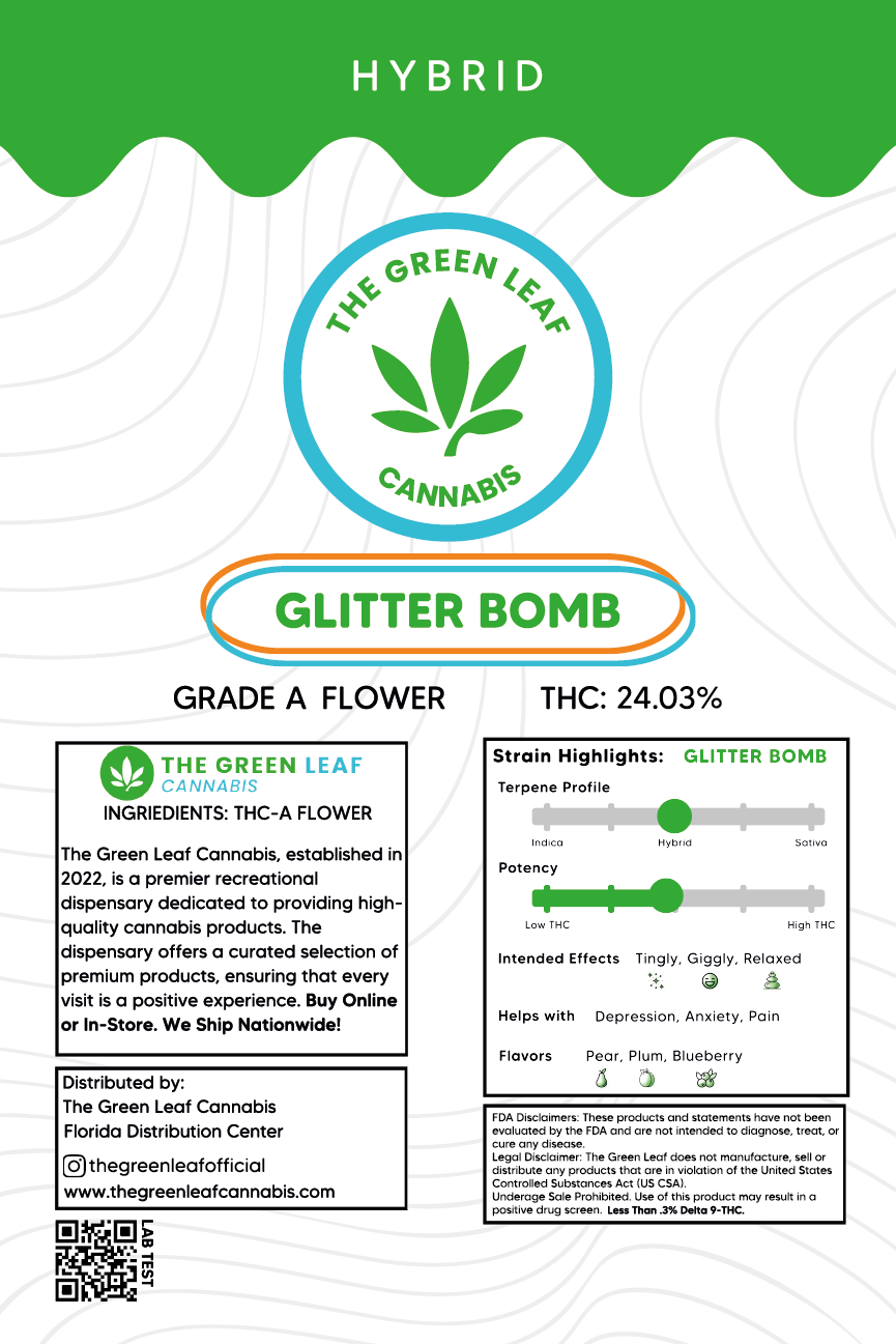 Glitter Bomb THCA Flower - Hybrid - 1g to 1 pound - A - The Green Leaf Cannabis
