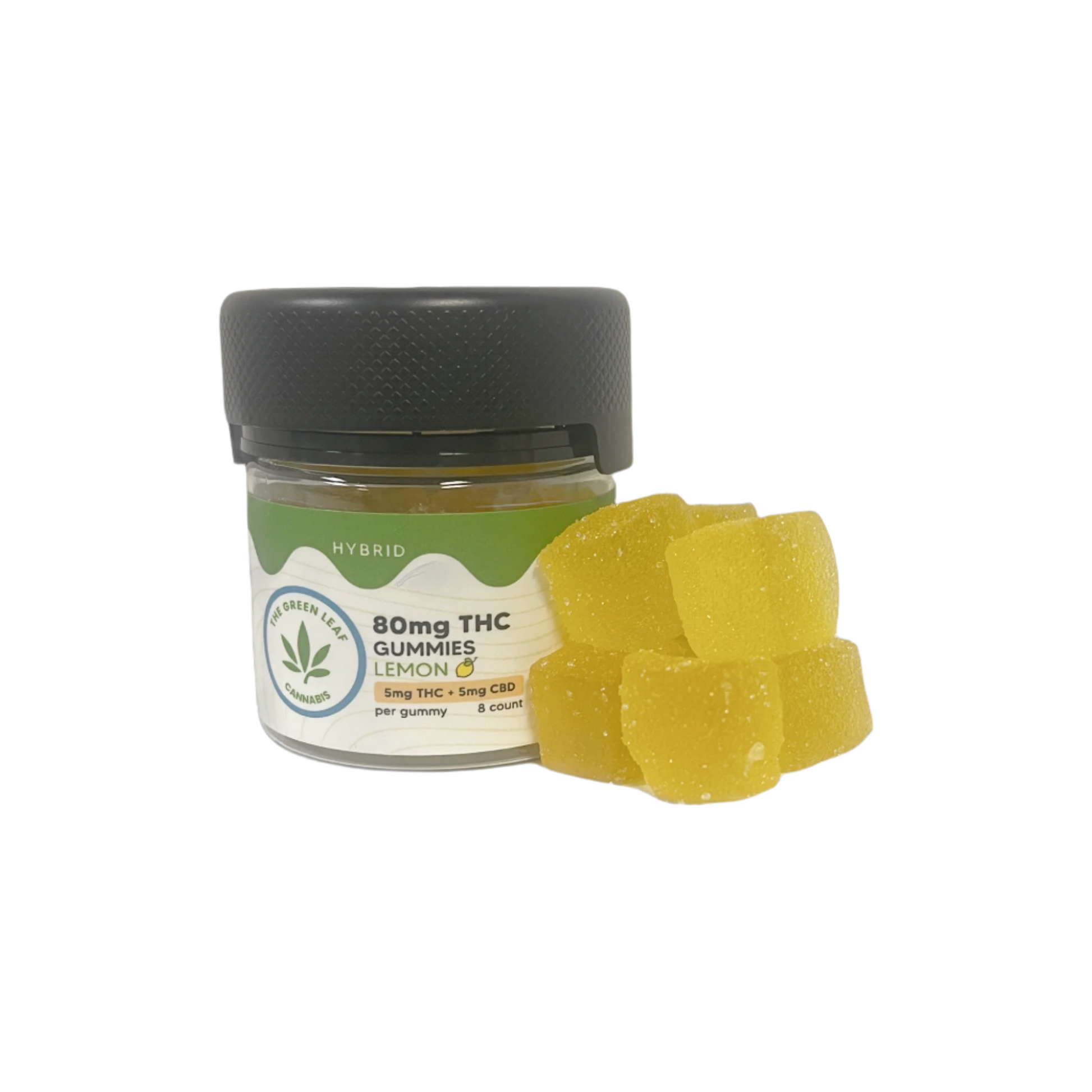 Hybrid-thc-gummies-THC edibles-lemon-THC-CBD-8ct-yellow gummies