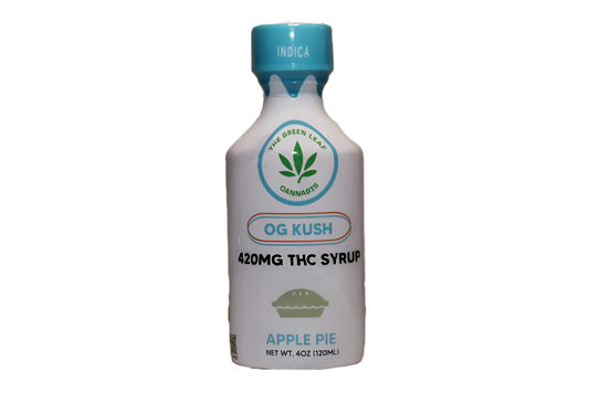 OG Kush-strain-sativa-syrup-The Green Leaf Cannabis-Cannabis-THCA-Apple Pie flavor-120ml-Fast Acting THC Syrup-420mg THC
