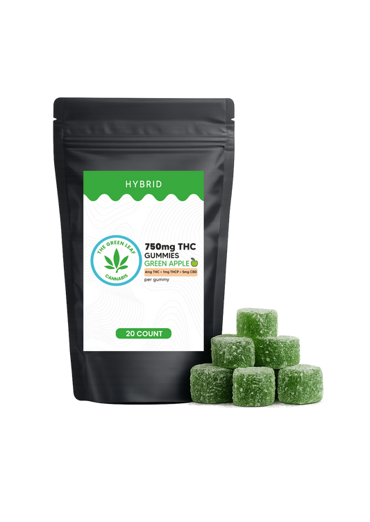 Hybrid 750mg THC Gummies - 750mg THC - 20 ct - Green Apple - The Green Leaf Cannabis