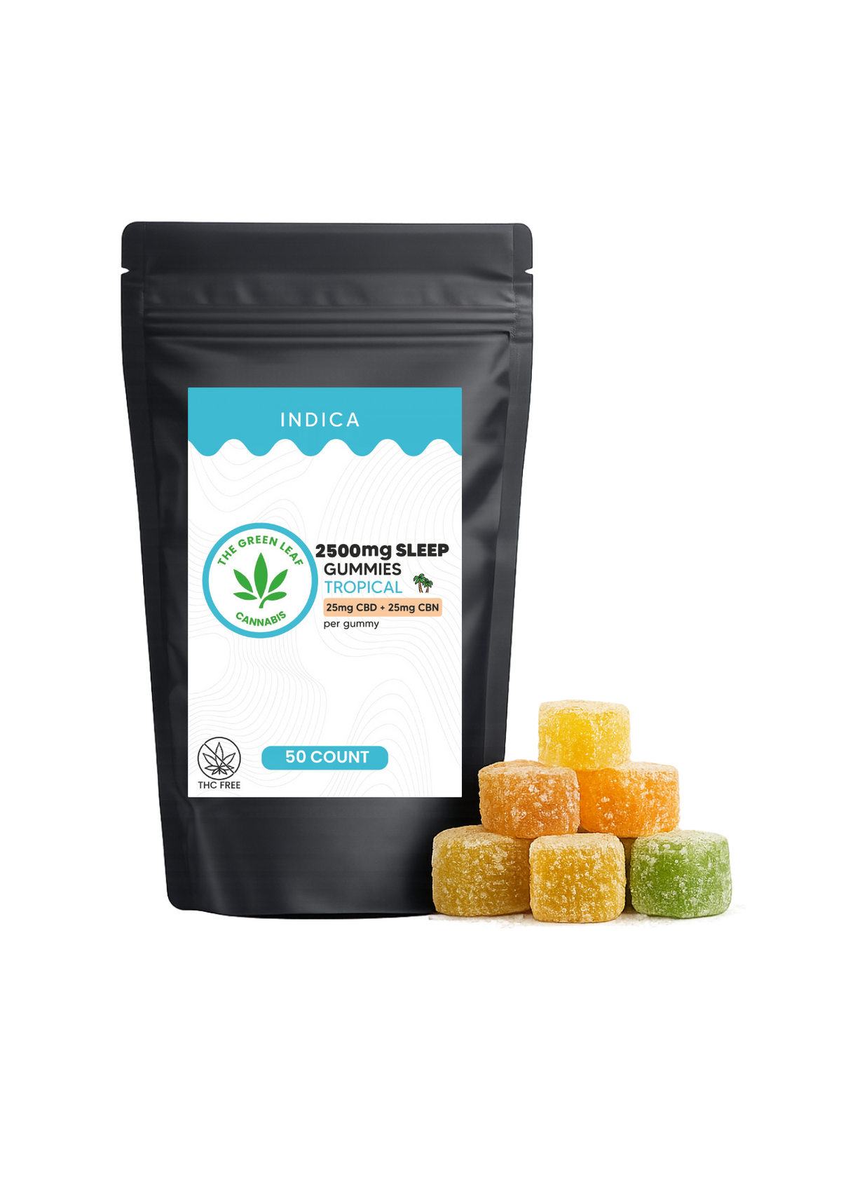 2500mg Gummies - 50 CBD - Blue Razz - The Green Leaf Cannabis