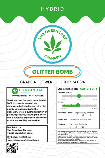 Glitter Bomb THCA Flower - Hybrid - 1g to 1 pound - A - The Green Leaf Cannabis