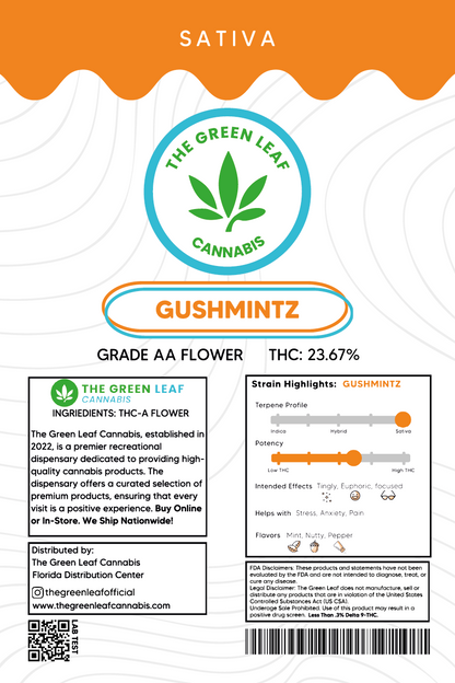 gushmintz-sativa-strain-flower-cannabis-thca-thc-the green leaf cannabis