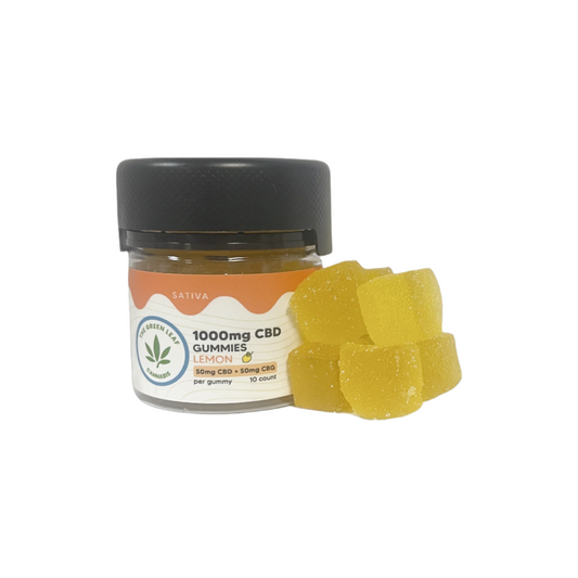 sativa-cbd-gummies-cbd edibles-lemon-cbd-cbg-yellow gummies-10ct