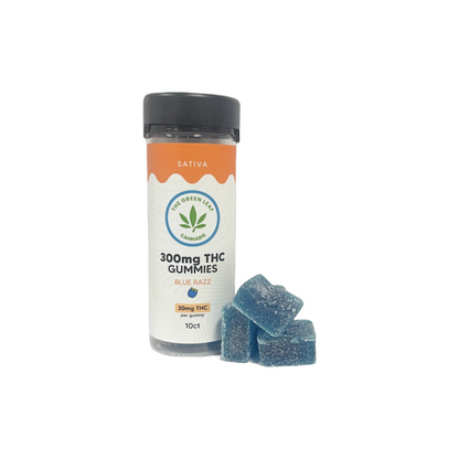 sativa-thc-gummies-thc edibles-blue razz-thc-blue gummies-10ct