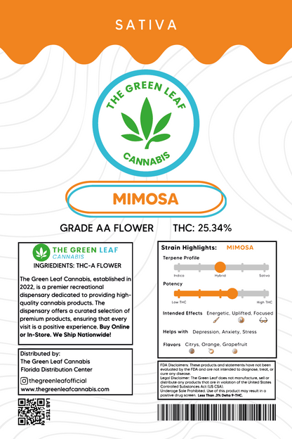 sativa-mimosa-strain-flower-thc-cannabis-thca-the green leaf