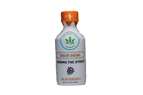 Sour Diesel-strain-sativa-syrup-The Green Leaf Cannabis-Cannabis-THCA-blackberry flavor-120ml-Fast Acting THC Syrup-420mg THC