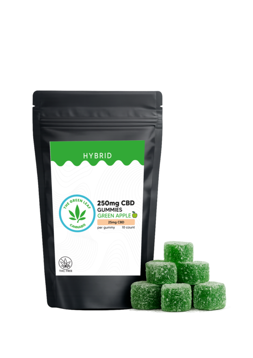 Hybrid 250mg CBD Gummies - 25 CBD - Green Apple - The Green Leaf Cannabis